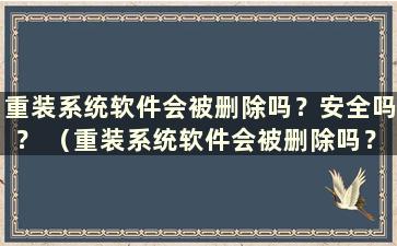 重装系统软件会被删除吗？安全吗？ （重装系统软件会被删除吗？）